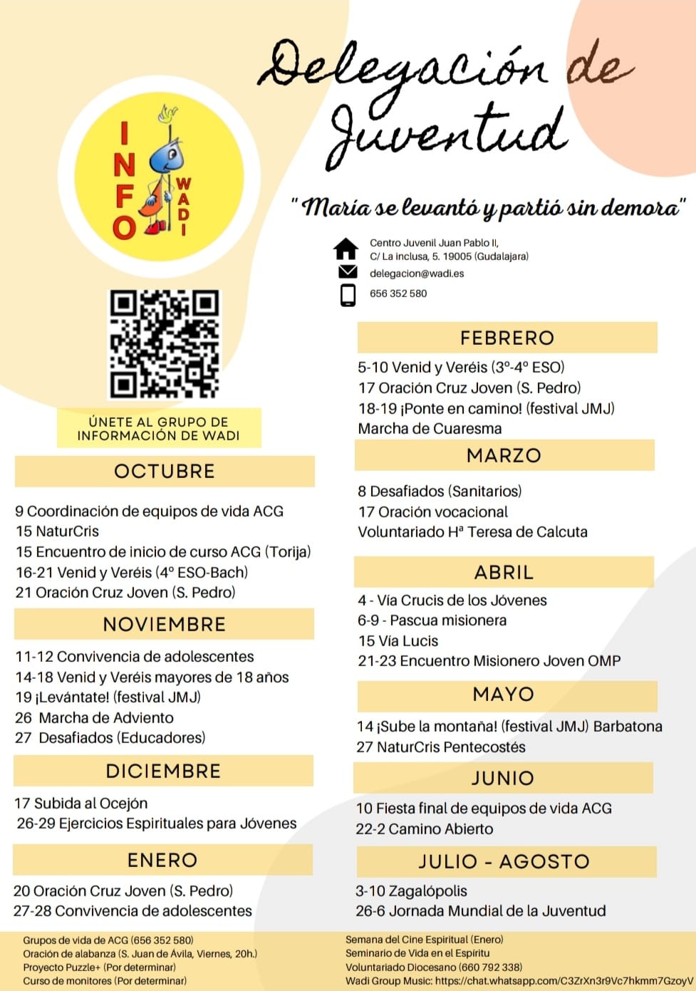 Calendario de actividades de la delegación de juventud – Parroquia ...